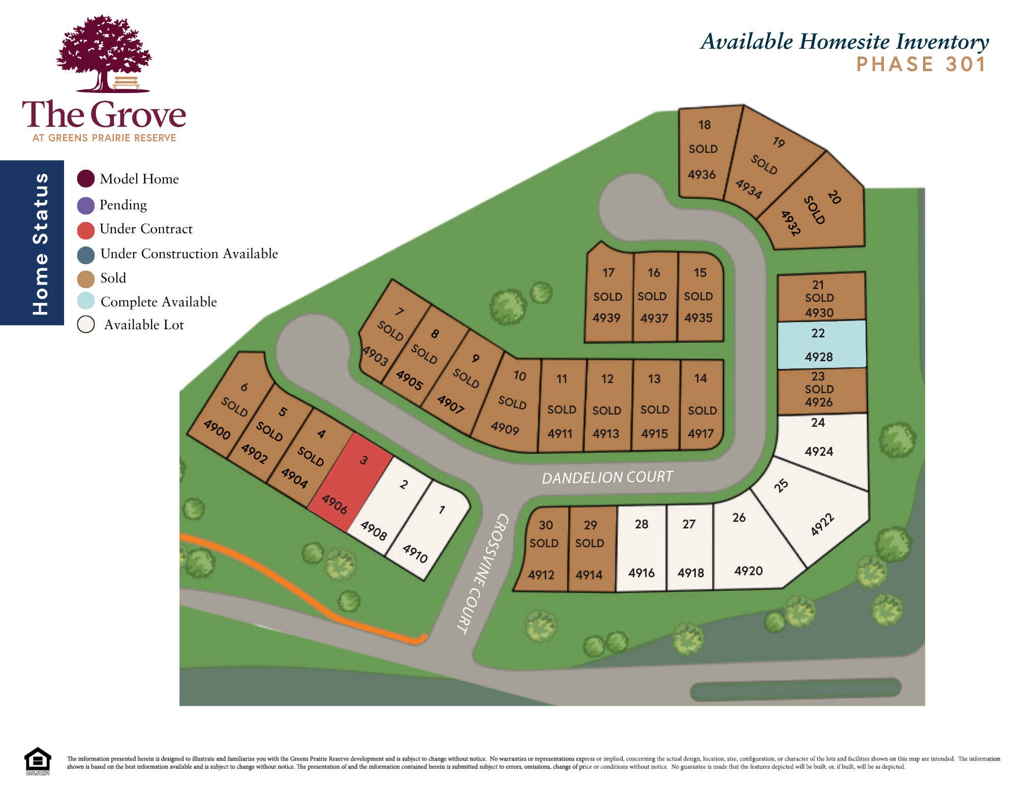The Grove Available Homsite Inventory Map June Update (3)
