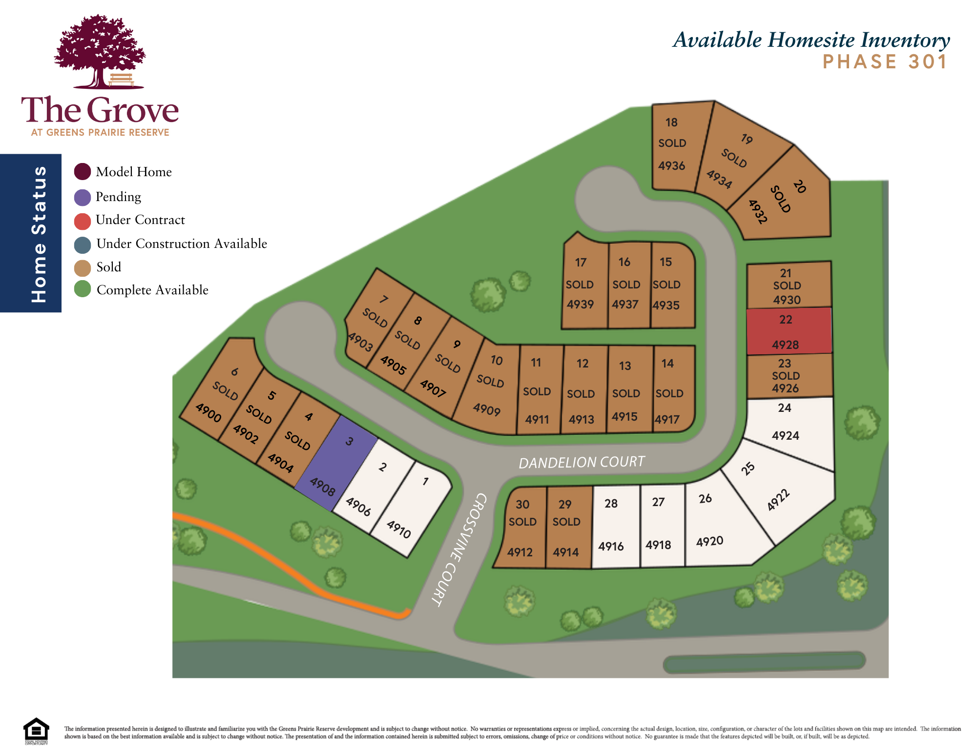 The Grove Available Homsite Inventory Map The Grove Available Homsite Inventory Map